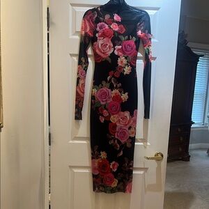 Floral Black and Pink Dress